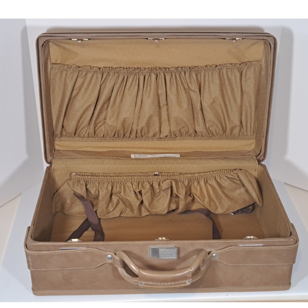 Vintage Hartmann Luggage Tan Hard Shell Suitcase Mid-Century Modern 21 Inch